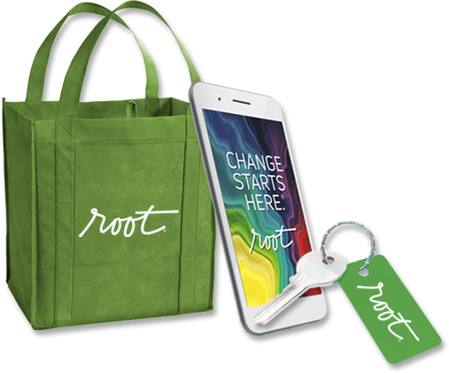 Root con bag, mobile, key